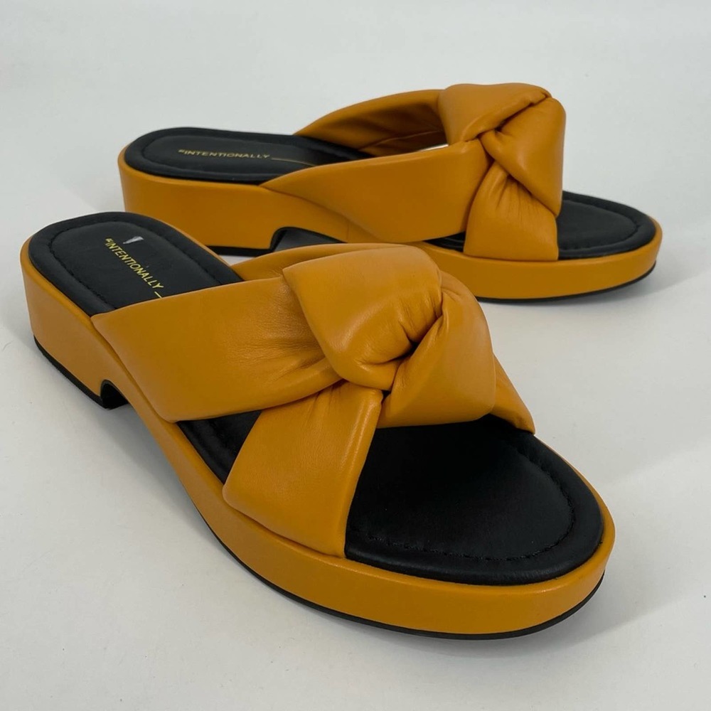 Intentionally Blank Romi Sandal Slip On Knotted Twist Strap Comfort Orange 9 - Picture 3 of 7